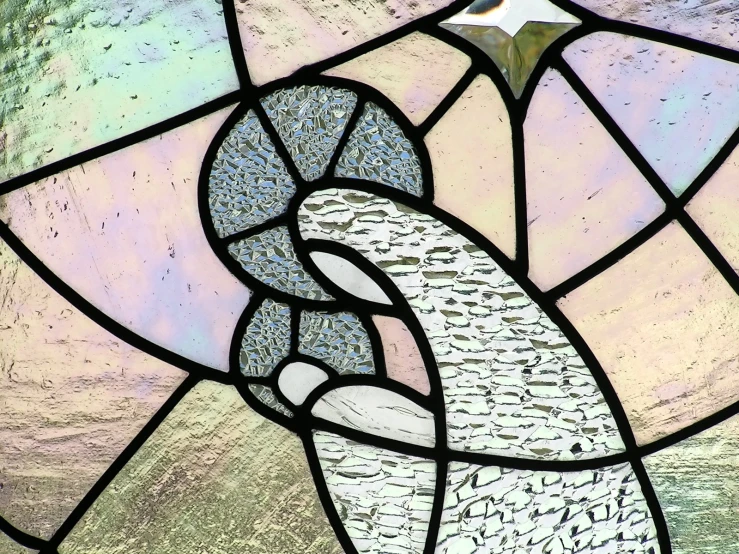 a stained glass window depicting a banana