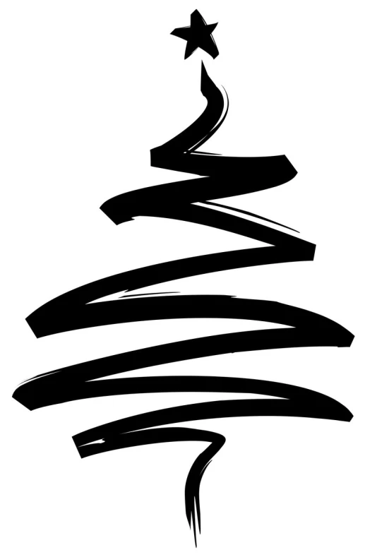 a christmas tree made with black strokes