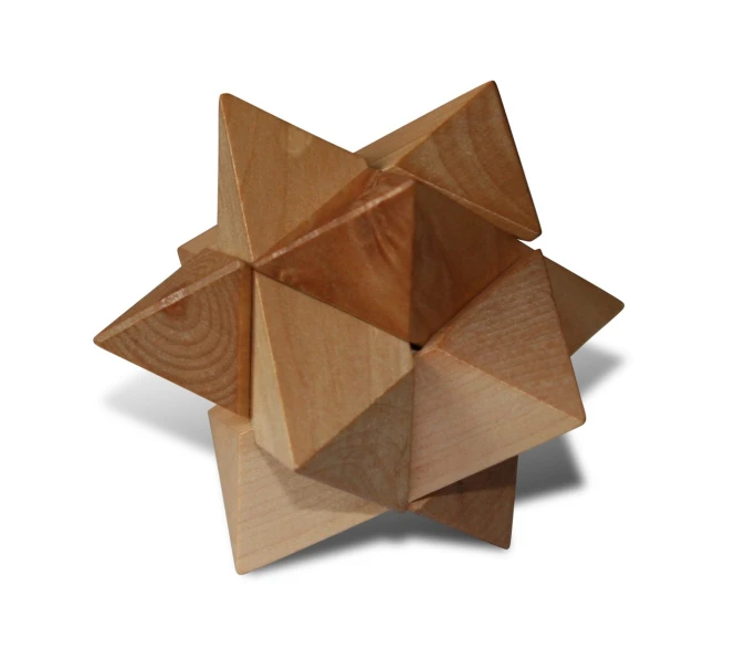 the wooden model of a cube in three quarters