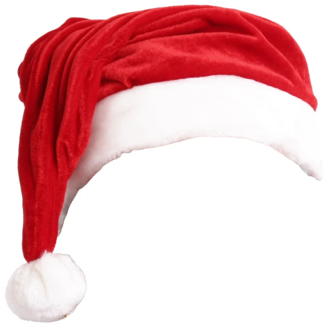 a santa hat with a white trim on it