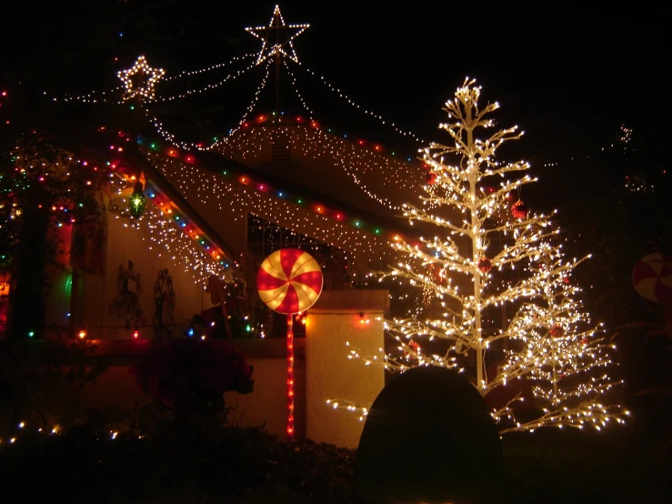 christmas lights decorate a home in the california country