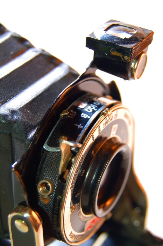 an old fashioned camera is shown in close up