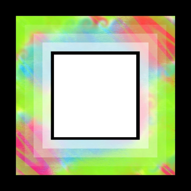 the black square is in front of some rainbow colors