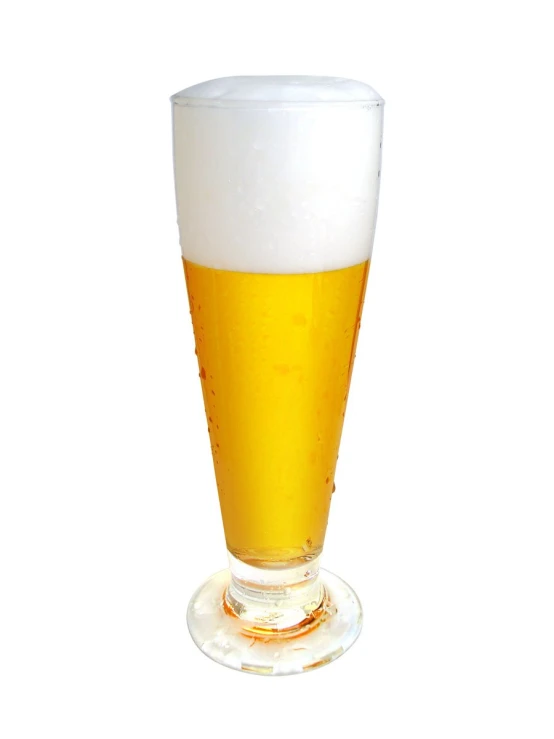 a tall glass of beer on a white background