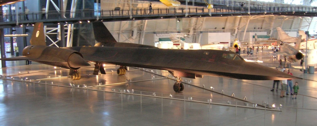 the military jet is on display in the air force museum