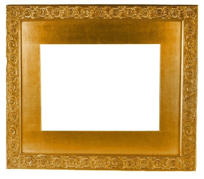 an ornate gold frame over a white background