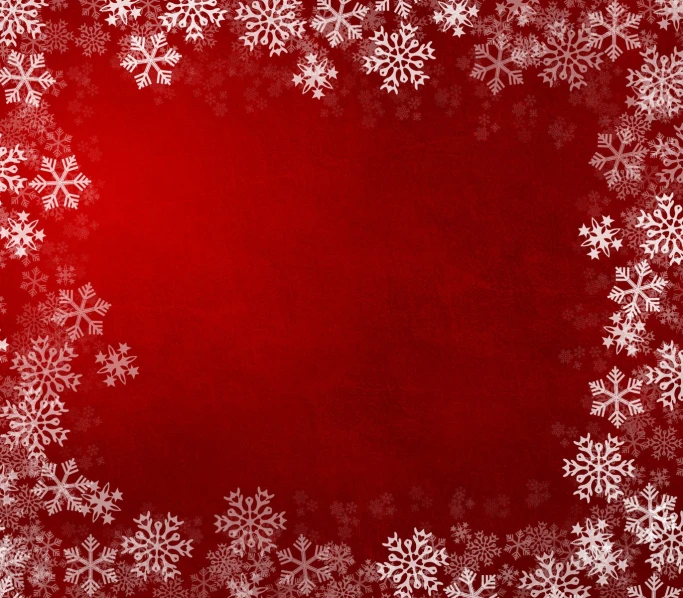 the background with white snowflakes is bright red