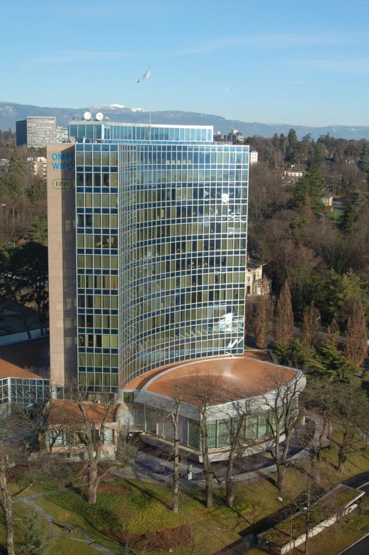 the building is very tall and has many windows