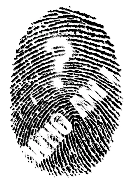 a fingerprint of the hand that appears to be giving an thumb up