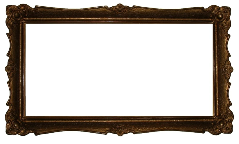 an ornate gold frame with white background