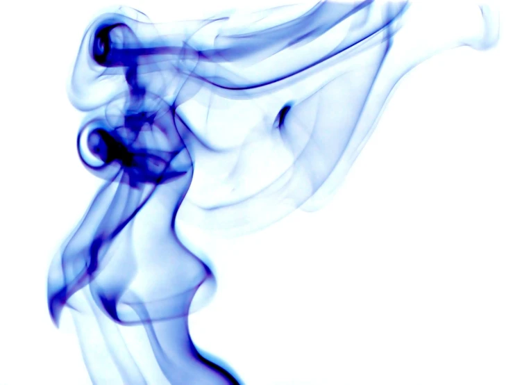 an artistic blue smoke image on white background