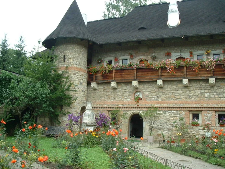 the house is very large and has many flowers on it