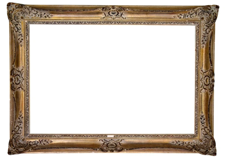 a gold framed frame on a white background