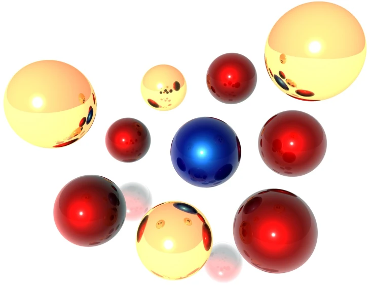 3d model of a set of colored balls