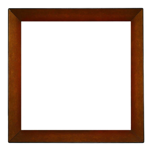 wooden square picture frame with clipping on white background