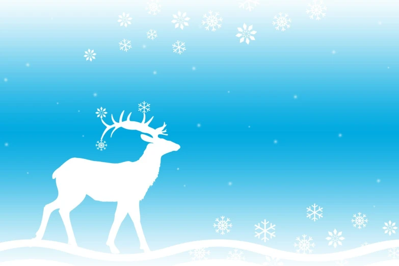 a white reindeer standing in the snow