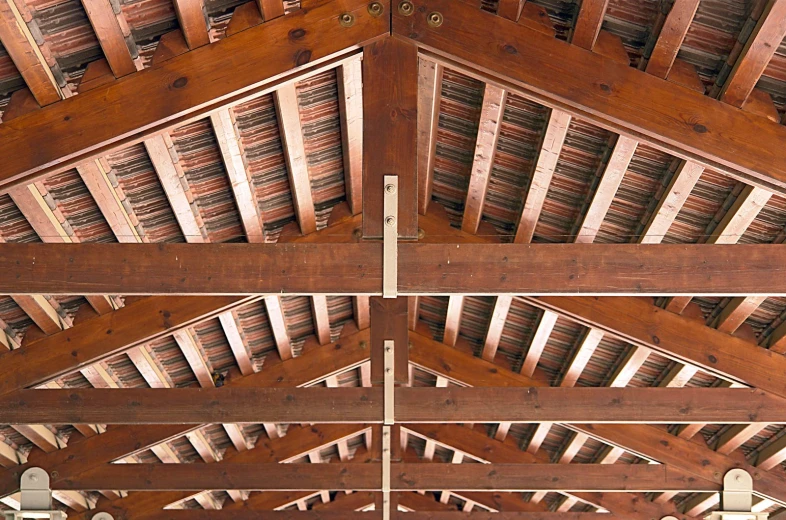 an image of a wooden ceiling in a building