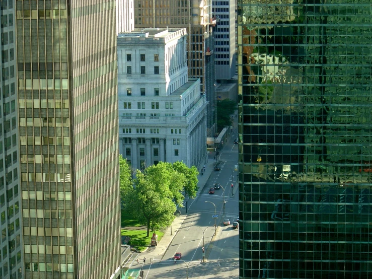 the view of buildings from a tall tower