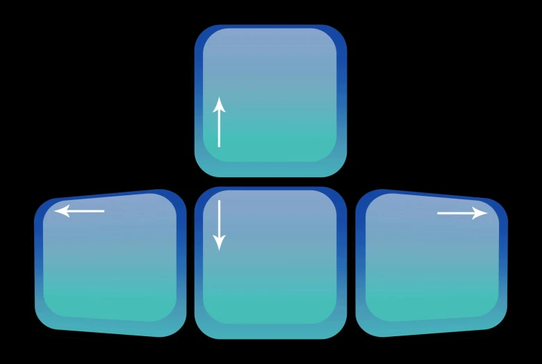 a blue square object with three different arrows pointing up