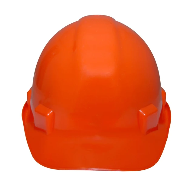 an orange hard hat with no face