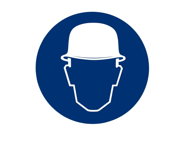 a blue circle with the face of a man in a helmet