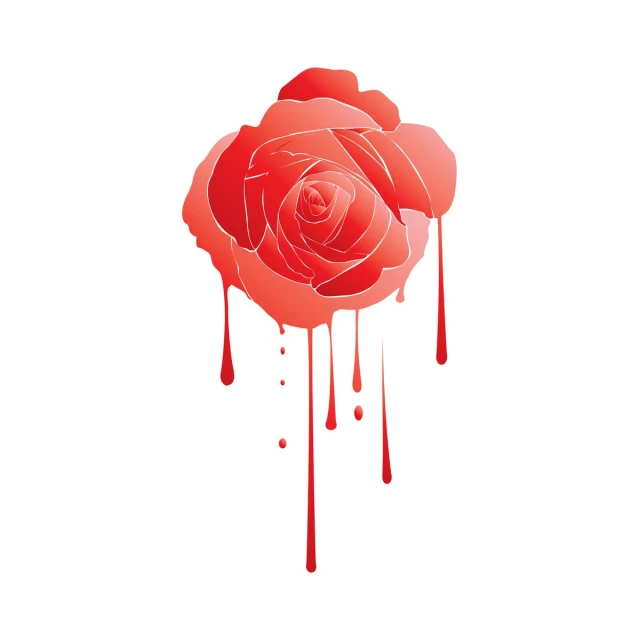 rose dripping  into its skin on white background