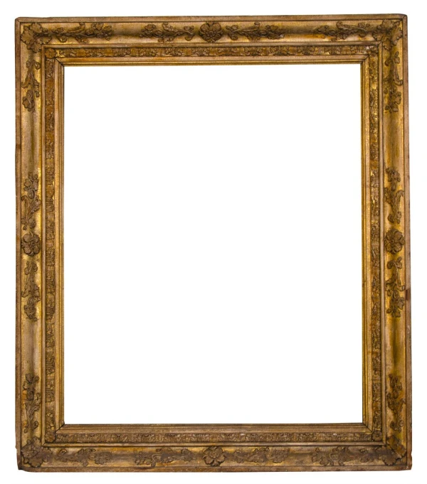 a brown wood frame on white background with clipping path