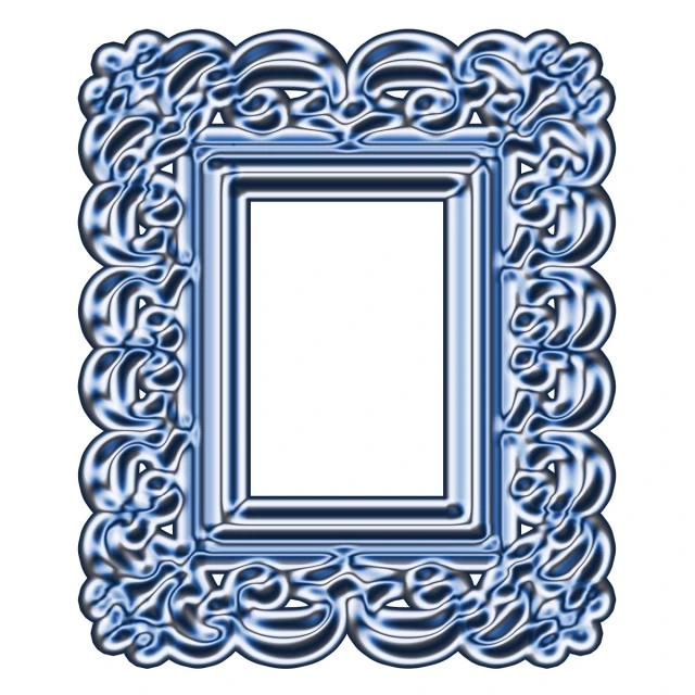 an artistic blue frame with patterns and swirls