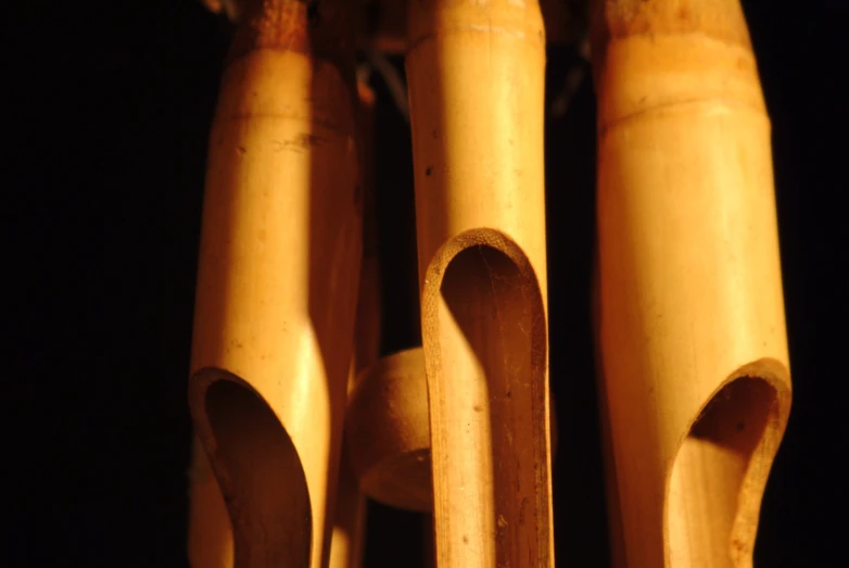 this is an arrangement of bamboo sticks, stacked on each other