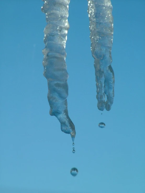 some ice that is hanging upside down