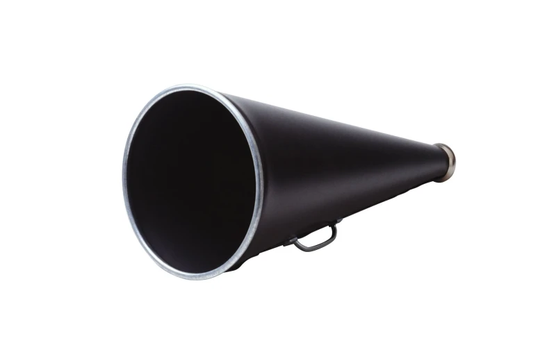 a black and white megaphone sitting on top of a table