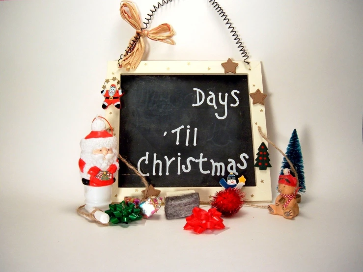 a chalkboard with the phrase days til christmas written on it