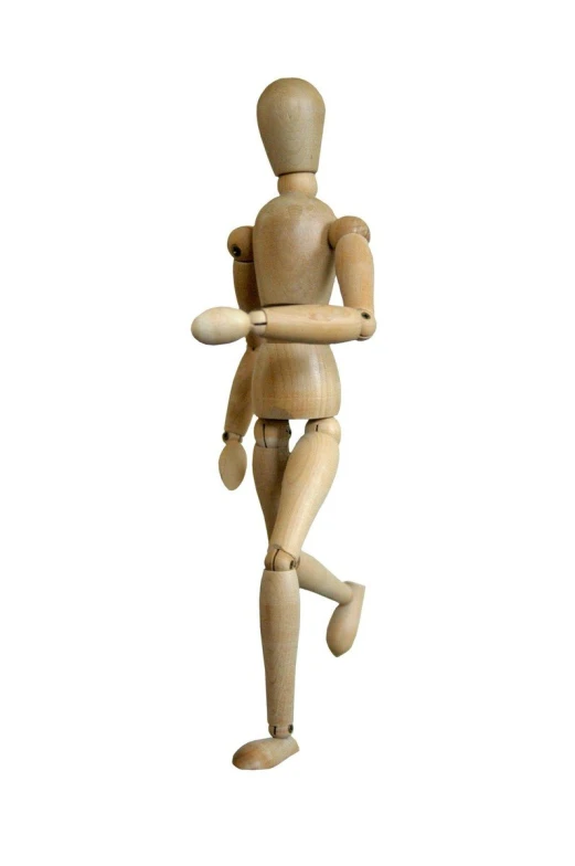 a wooden dummy, with its arms crossed