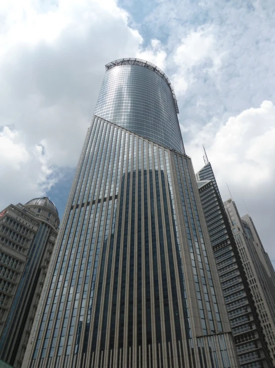 the very tall buildings are surrounded by tall windows