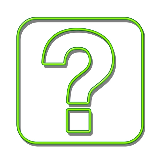 a question mark in green, on a white background