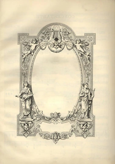 an old drawing of a circular mirror