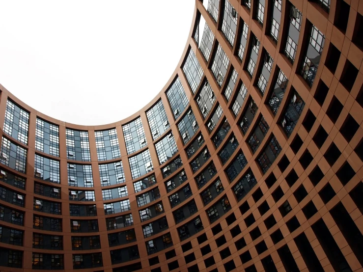 a large building with circular windows inside of it