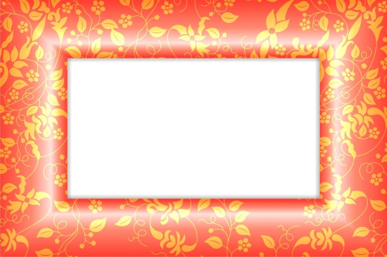 an empty po frame with an orange floral pattern