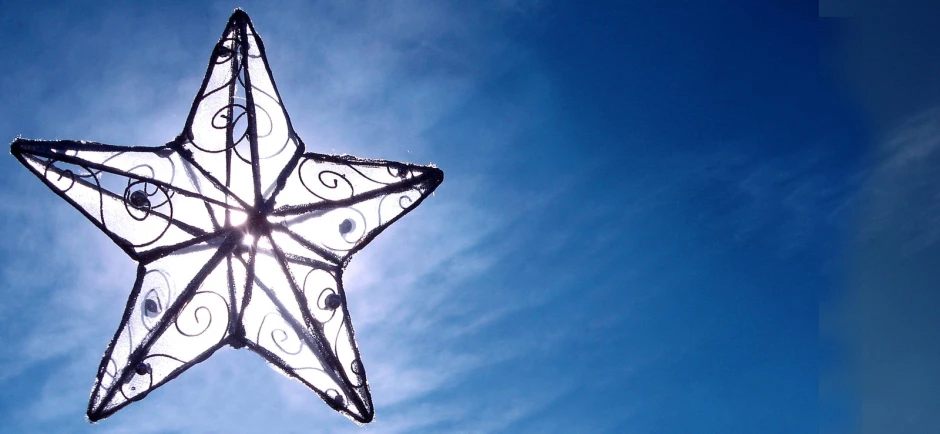 a star that has been decorated in the sky
