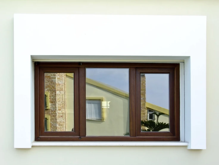 window with wood trim and a clear, open window