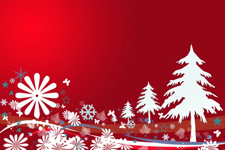 a red and white christmas themed wallpaper with snowflakes