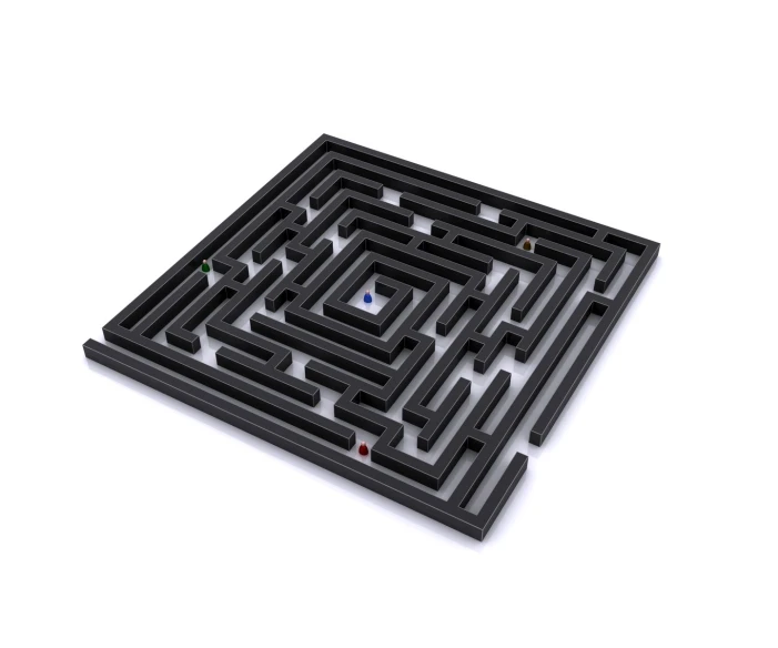 a square maze is pictured in this 3d image