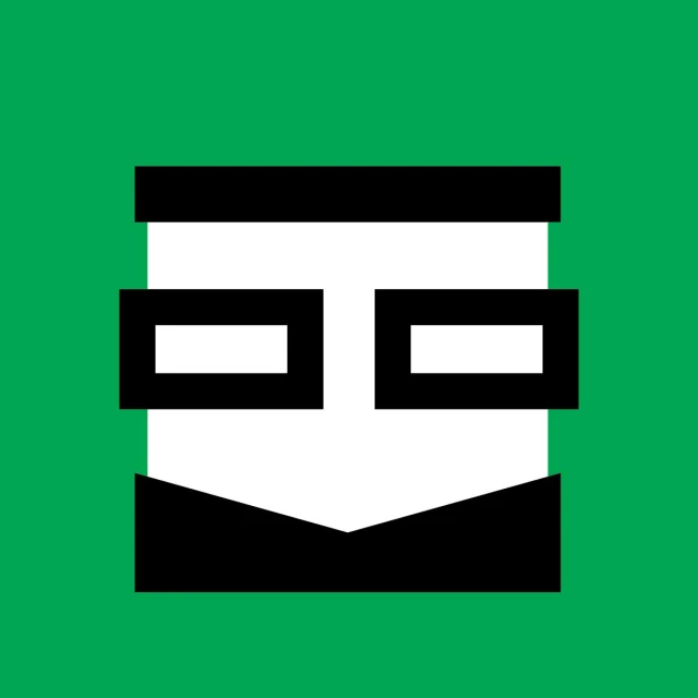 the logo of a green square with two white lines