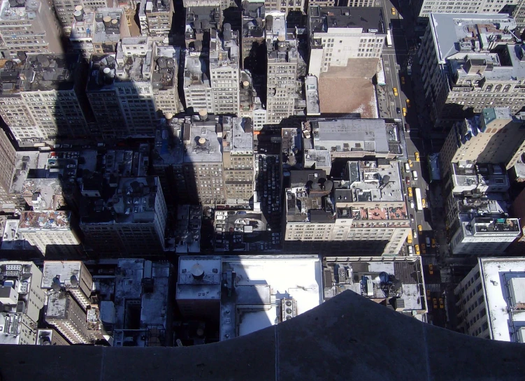 view down the entire part of a city from a plane