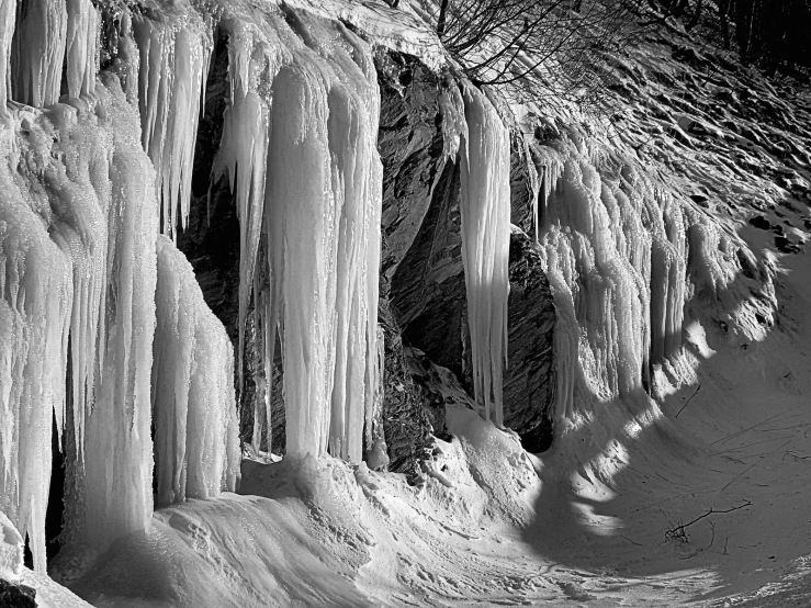 this is some ice formations on a frozen mountain