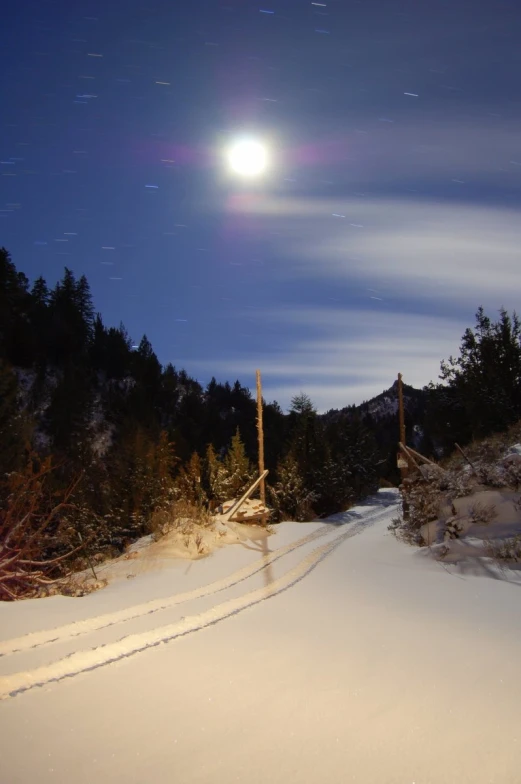 an image of some snow at night