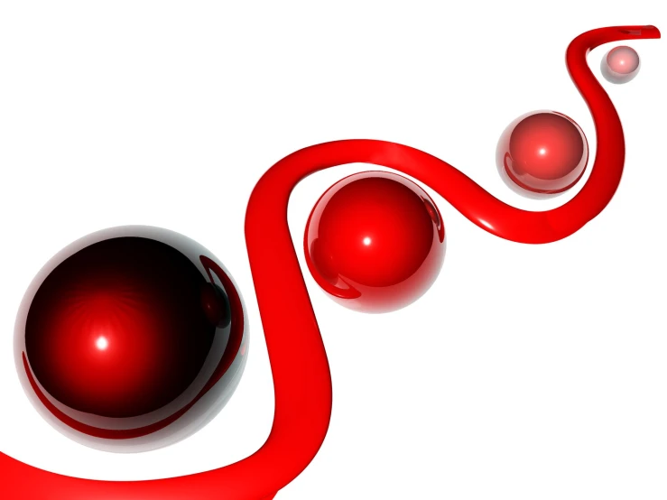 the red spheres on the white background are all moving