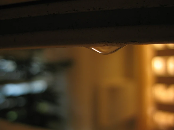 a close - up of water drops on a window ledge