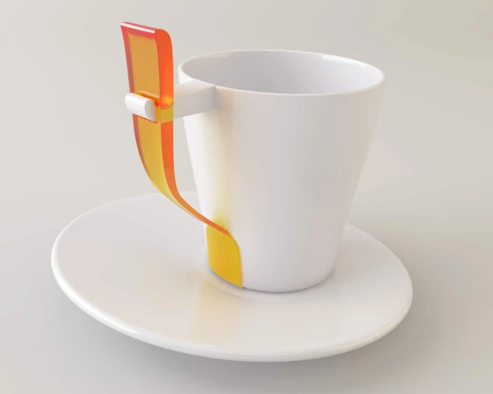 a picture of an empty white cup and saucer