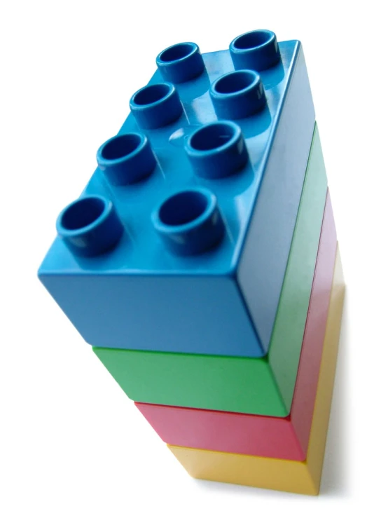 a stack of colored legos sitting on top of each other